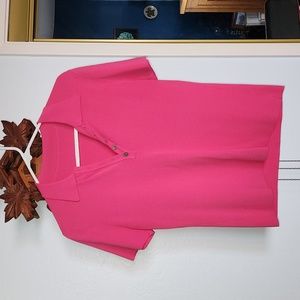Stetchy hot pink collared shirt size M